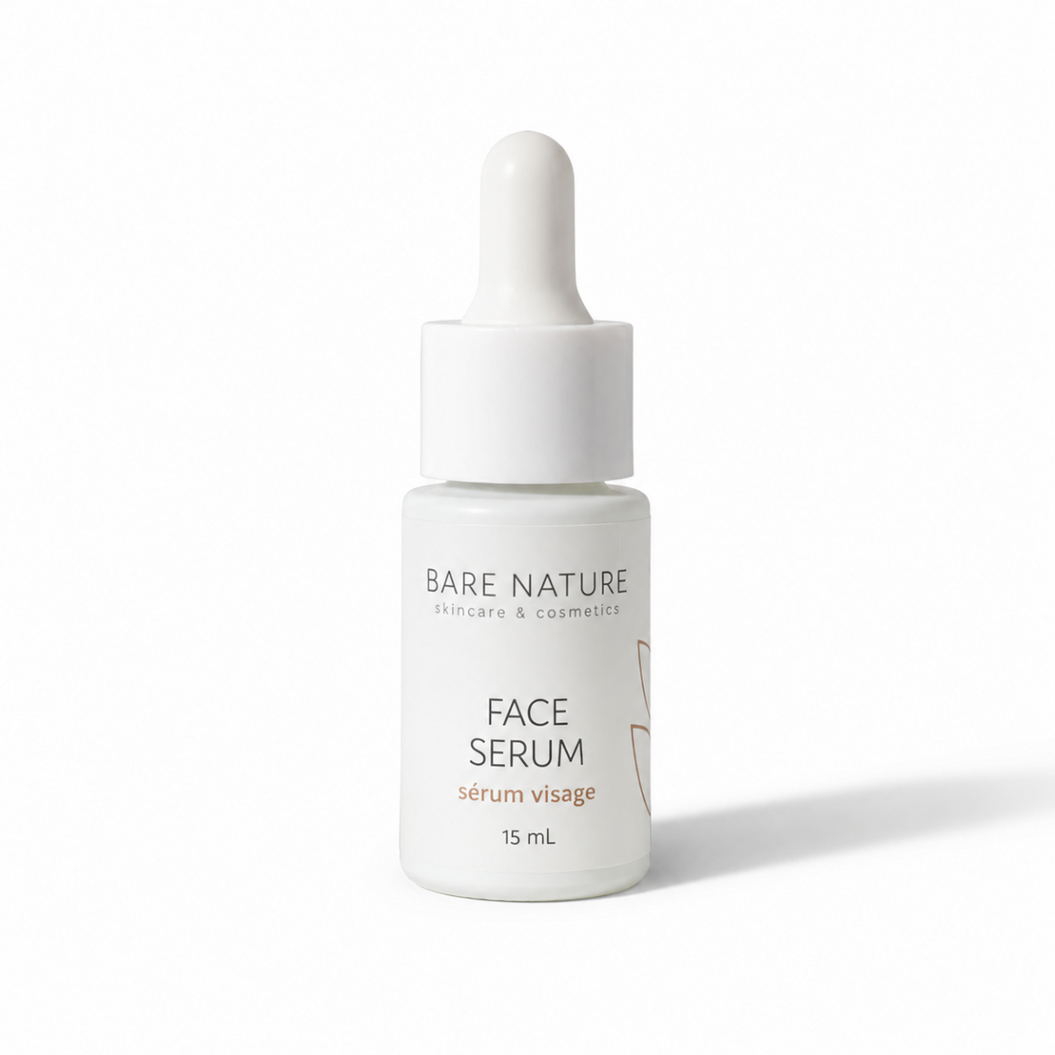 Bare Nature face serum bottle on a white background